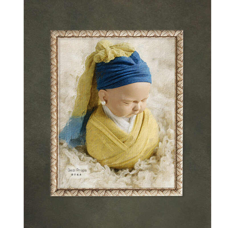 Puntelli fotografia neonato Cos Girl con orecchini di perle avvolgere copricapo Set Baby Phoot Shoot posa Fotografie accessori Flokati