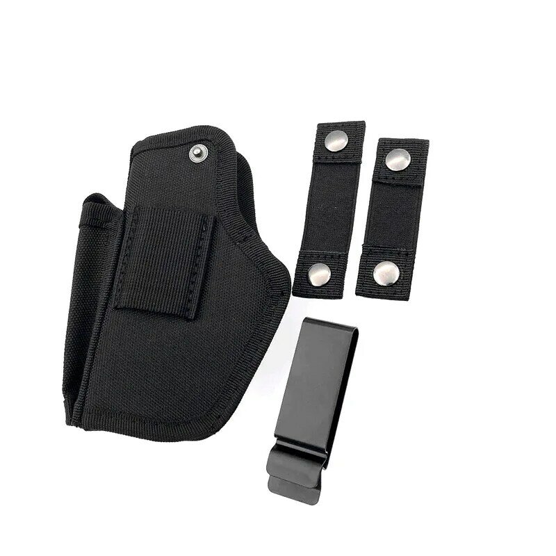 Hunting Gun Magazine Holster Concealed Carry Belt Metal Clip Airsoft Nylon Bag Tactical Gun Case For All Sizes Handguns Black