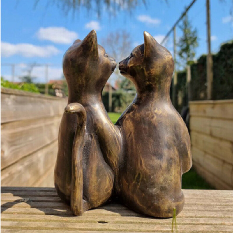 Coppia carina gatti incontri e bacio statua stile europeo moderno minimalista artigianato casa ornamenti in resina regali di natale Jardineria
