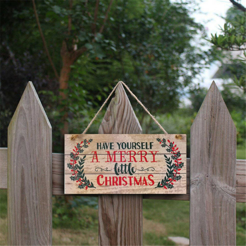 Porta de madeira pendurado sinal árvore de natal ornamento decoração de natal para casa de madeira pingente ornamento decoração da festa de natal