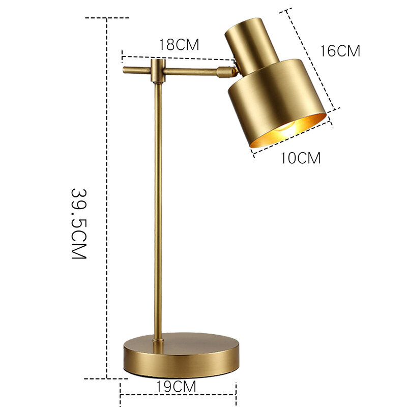 Nordic Copper Table Lamp E27 Reading Desk Lamp Art Decoration Gold Table Lamps for Bedroom Bedside Living Room Study