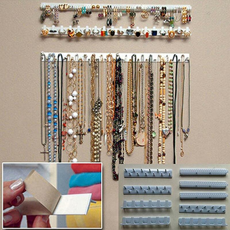 9Pcs Adhesive Jewelry Hooks Stand Wall Mount Storage Holder Organizer Earring Ring Necklace Hanger Holder Jewelry Display Stand