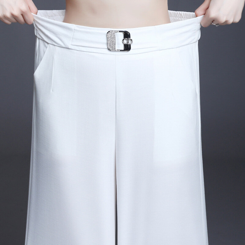 Pantalon à jambes larges pour femmes, en coton blanc, de haute qualité, nouvelle collection hiver printemps 2020