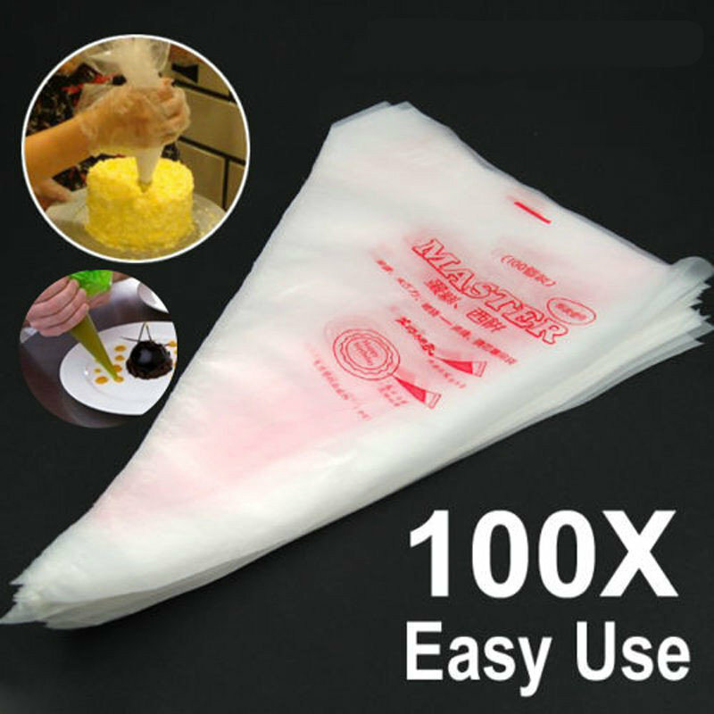 Ustensiles Patisserie 100pcs Disposable Piping Bagถุงไอซิ่งท่อเค้กCupcakeตกแต่งเครื่องมือ/กระเป๋า