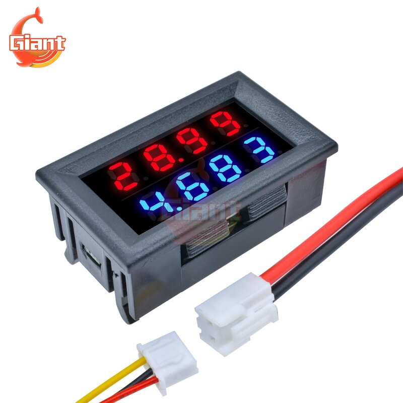 Mini voltímetro digital e amperímetro com duplo display LED, tensão, corrente, medidor, testador, painel, mini, 5 fios, 0,28 polegadas, DC 0-100V, 10A
