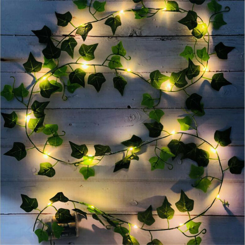 Guirnalda de luces artificiales para decoración del hogar, guirnalda de hojas de hiedra alimentada por batería para árbol de Navidad, fiesta, 2M, 4M, 10M