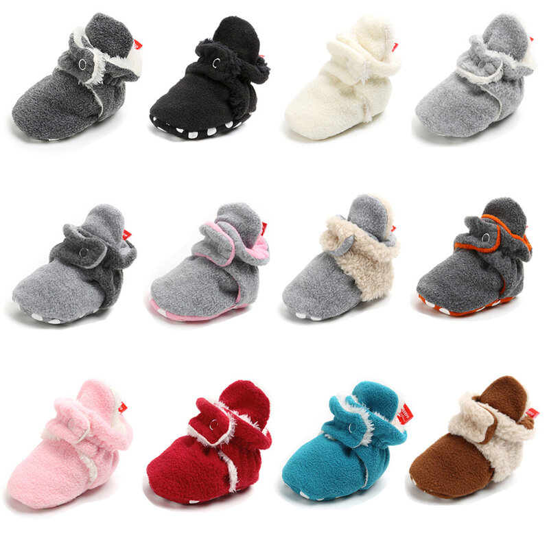 Sepatu musim dingin bayi laki-laki perempuan sepatu kaus kaki bayi mudah dipakai ketat Hook & loop bayi baru lahir berjalan bulu hangat mokasin Zapatos Bebe