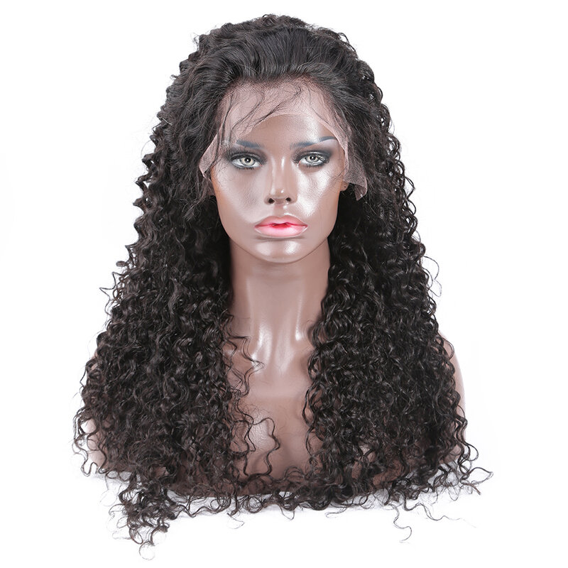 Peluca de cabello humano rizado, sin pegamento, con malla frontal, prearrancada, pelo peruano virgen, DJSbeauty