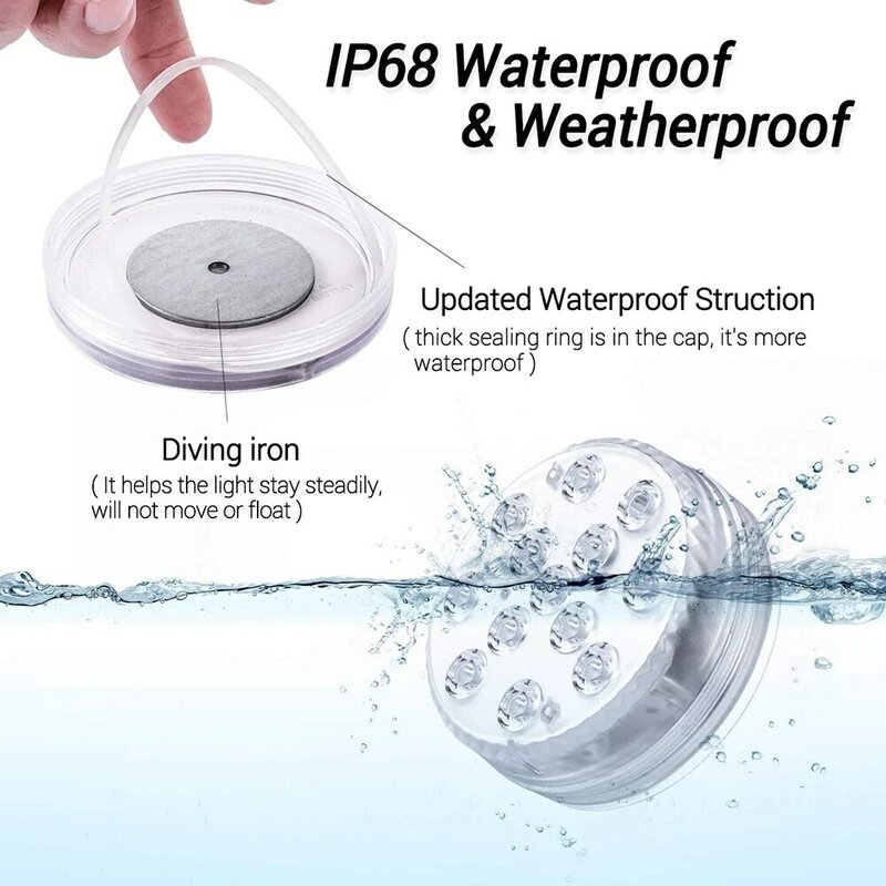 Luz de piscina sumergible recargable por USB, luz nocturna Led RGB con ventosa, Control RF, lámpara subacuática para jardín al aire libre
