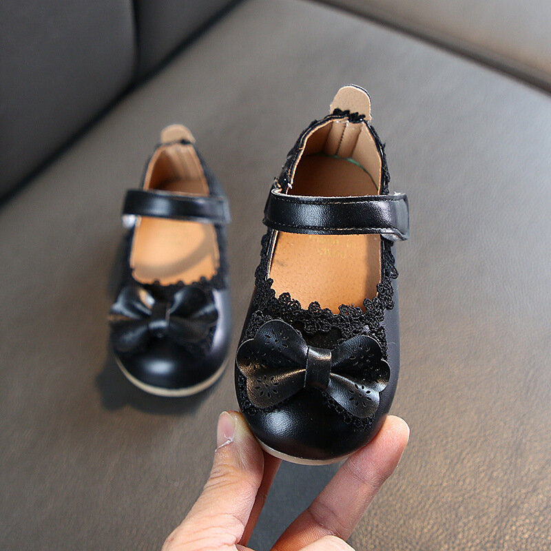 Wiosna nowe buty dziecięce dziewczęce buty dziecięce małe skórzane buty koreański łuk księżniczka buty dziecięce