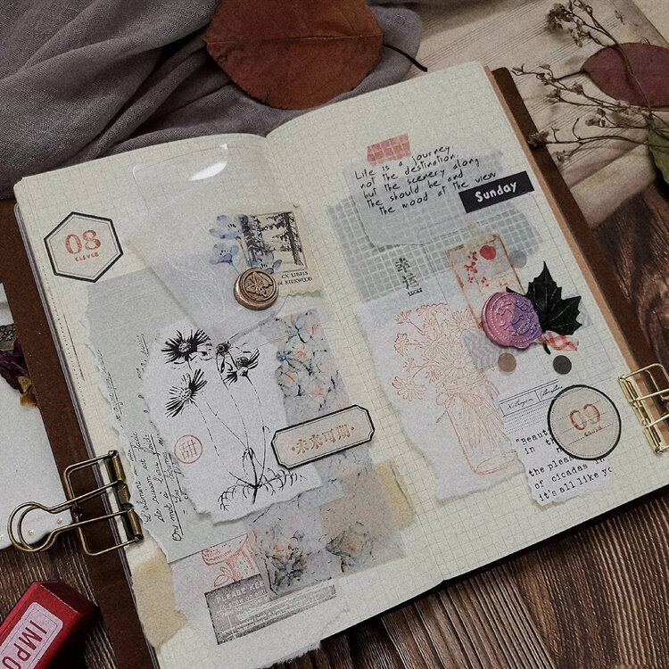 Étiquette autocollante décorative Vintage de Style japonais, étiquette Scrapbooking artisanale, pour Album, Journal poubelle, planificateur, DIY bricolage, 27 pièces/paquet