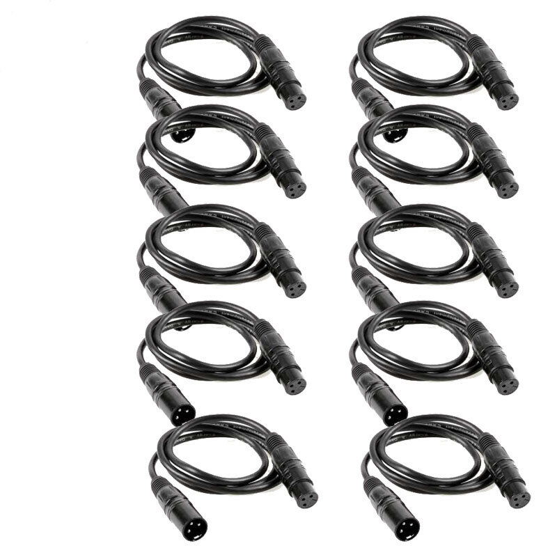 10pcs/lot 1 Meter length 3-pin signal connection DMX cable for stage light stage lights accessories 1m dmx cables