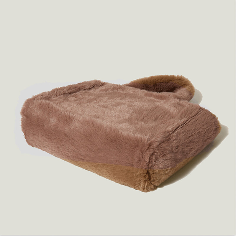 Winter Faux Fur Handbag Branded Design Simple Stylish Large Tote Soft Women Shoulder Bag Phone Purses Luxury Work Bag