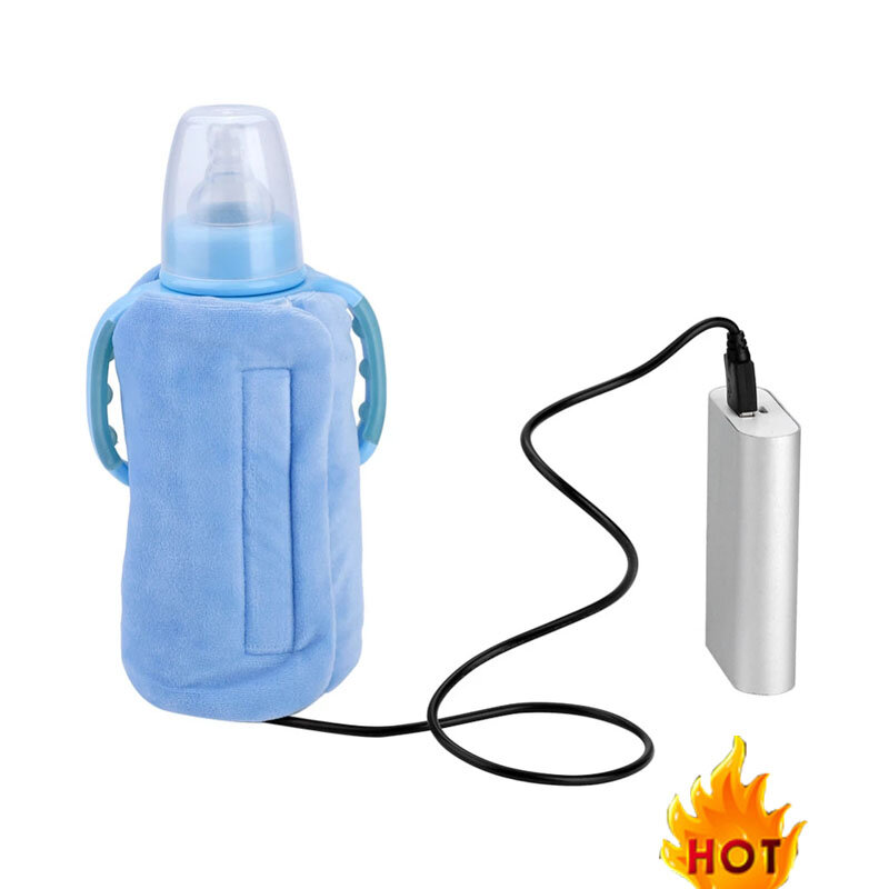 New USB Baby Bottle Warmer Portable Travel Milk Warmer Infant Feeding Bottle Heated Cover Insulation Thermostat Food Heater
