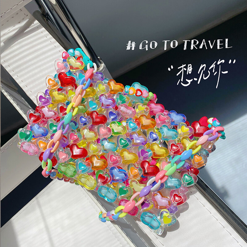 TOBO Summer New Jelly borsa trasparente Love Fairy borse a tracolla in rilievo intrecciate a mano per donna borse e borsette a forma di cuore