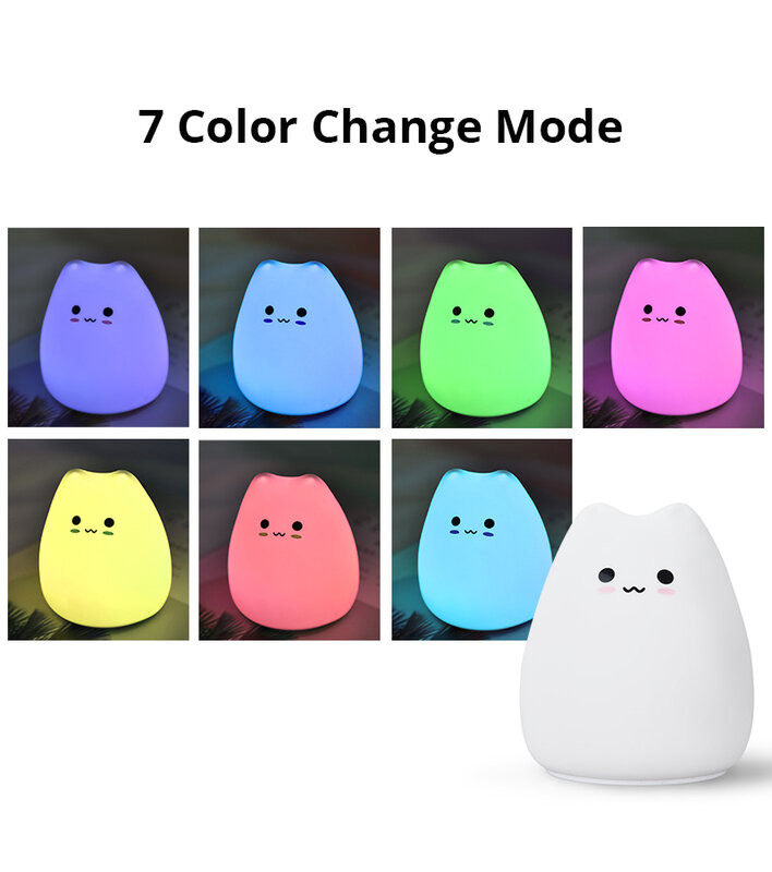 7 colourful holiday creative LED Night lamp decorate desk light battery dream cute cat sleepping bulb for baby bedroom luminar