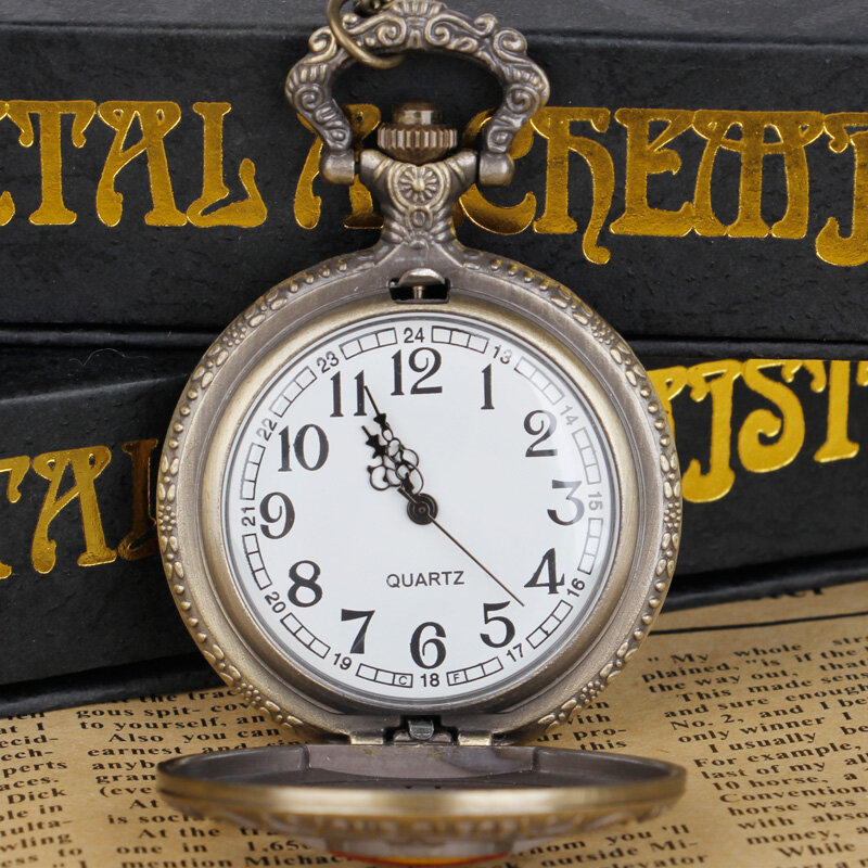 Reloj de bolsillo de cuarzo con tema de película Steampunk para mujer y niño, collar Retro, regalos de cumpleaños y Navidad