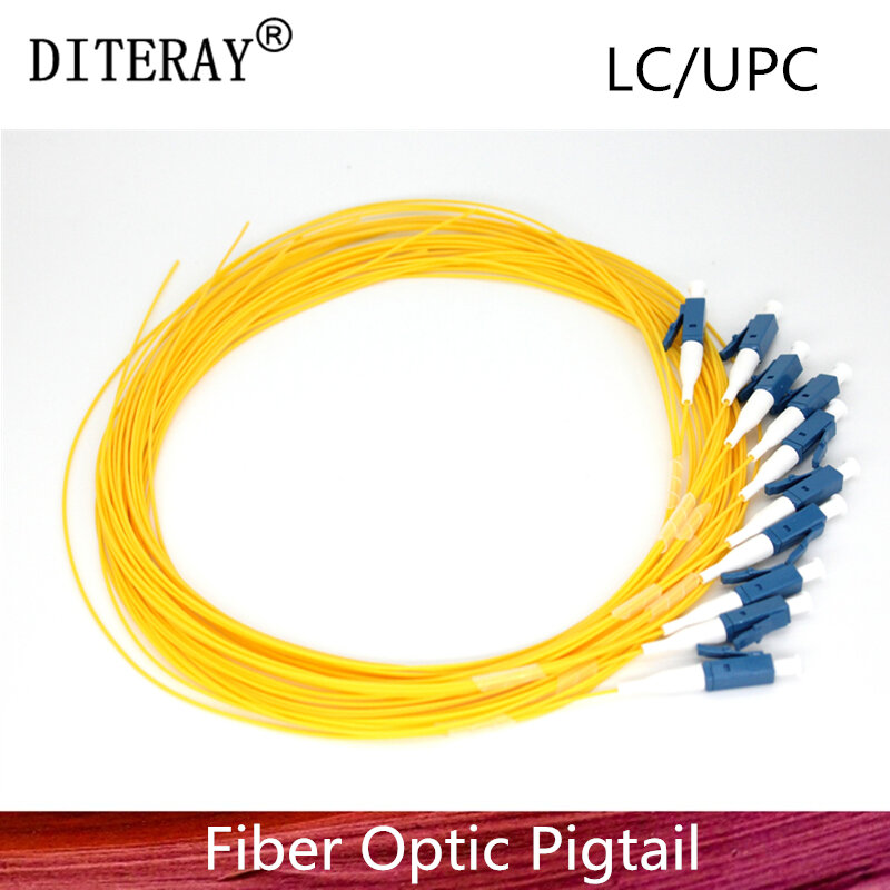 50 개/몫 단일 모드 LC/UPC 9/125 광섬유 피그 테일, 0.9mm PVC 외부 재킷 1.5M