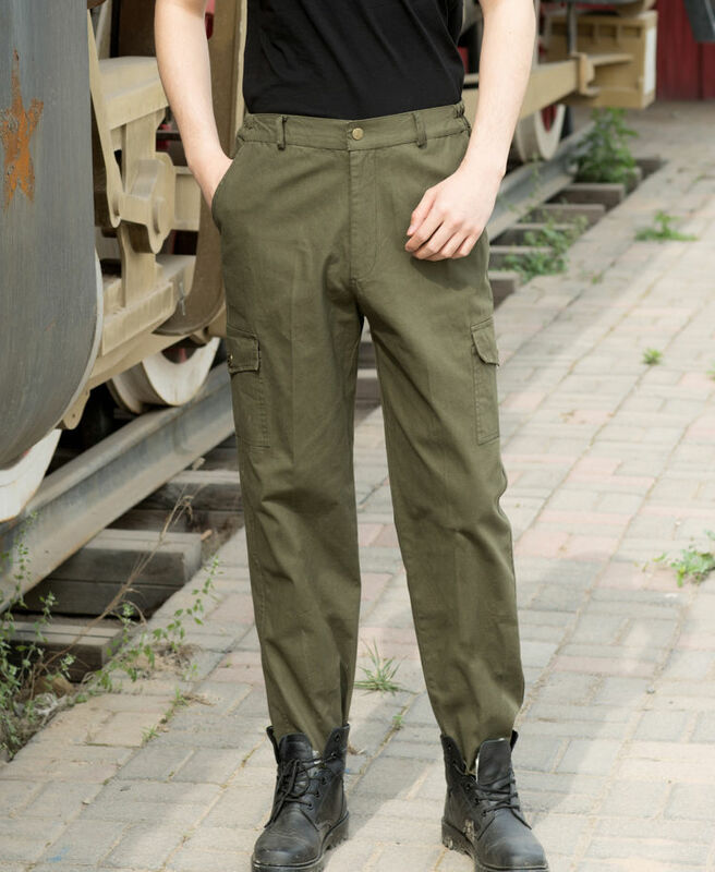 Pantalones Cargo de algodón para hombre, pantalones tácticos de pierna ancha, ropa de trabajo, alta calidad, talla grande