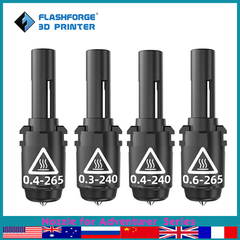 Flashforge-boquilla de repuesto para impresora 3d, accesorios de repuesto de alta temperatura para Adventurer 3 Adventurer 4 serie 0,3/0,4/0,6mm