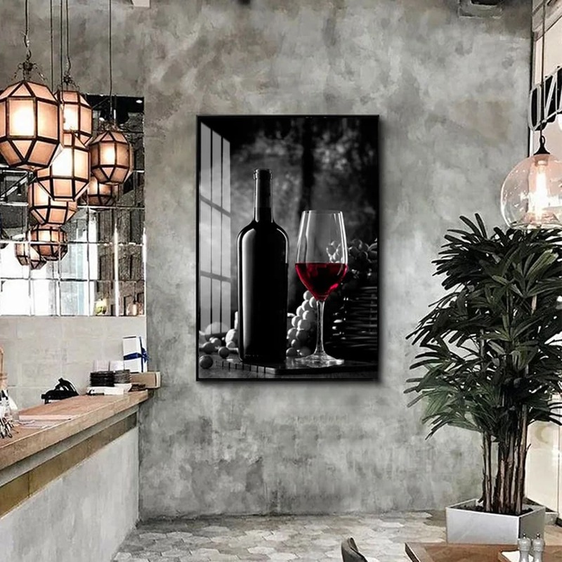แฟชั่นภาพวาดสีแดงไวน์ถ้วย Art ภาพวาดผ้าใบโปสเตอร์บาร์ห้องนั่งเล่น Corridor Wall ภาพวาดตกแต่งบ้านภาพ...