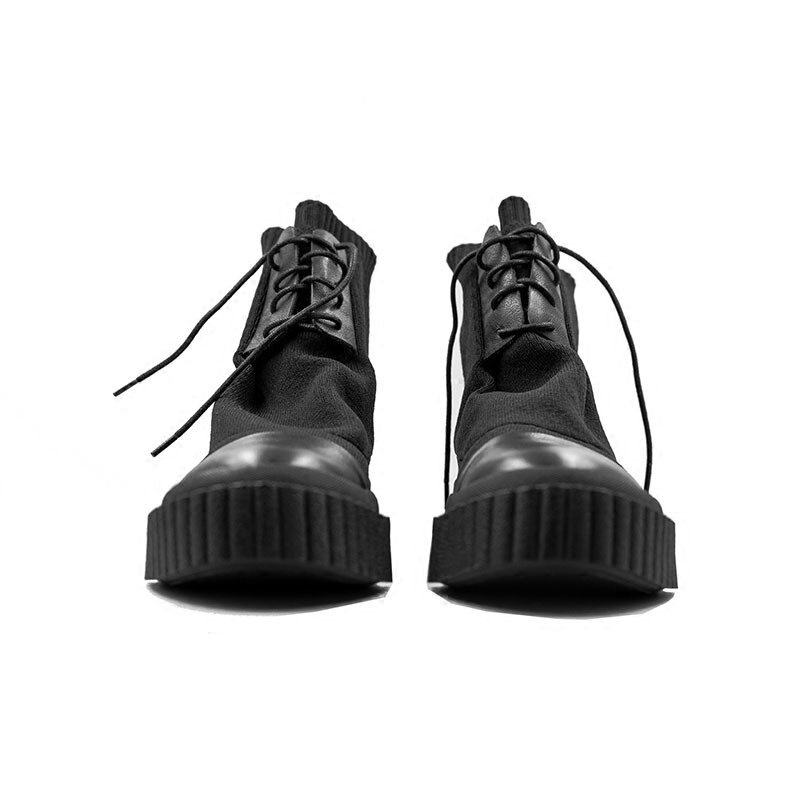 2020 neue Männer Schuhe Leder Ankle Stricken Schuhe Luxus Trainer Winter Schnee Stiefel Casual Sneaker Lace-up Socke Wohnungen schwarz Schuhe