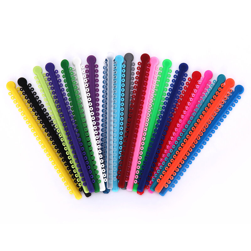 AZDENT 1000 Ties = 20 Sticks ทันตกรรมจัดฟัน Elastic Ligature Ties ที่มีสีสันสำหรับวงเล็บวงเล็บจัดฟัน Treatment