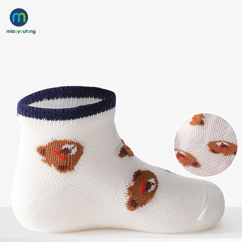 Miaoyoutong – lot de 5 paires de chaussettes en maille fine pour fille et garçon, Tubes animaux mignons pour enfants, chaussettes courtes pour bébé et nouveau-né, collection printemps et été