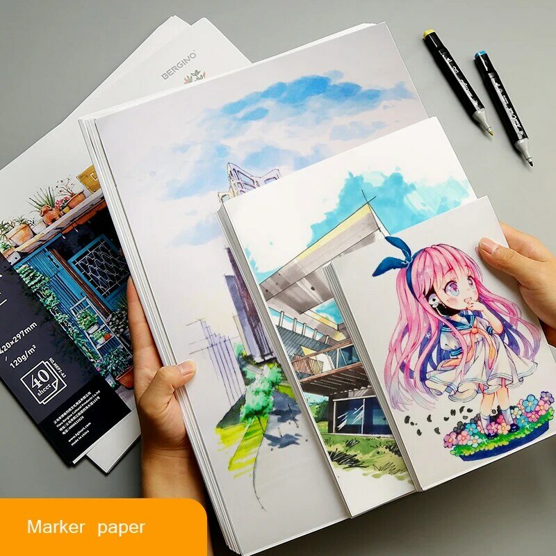 50 Lembar A4/A5 Proffessional Kertas Penanda Sketsa Lukisan Kertas Marker untuk Menggambar Marker Pen Buku Artis Persediaan