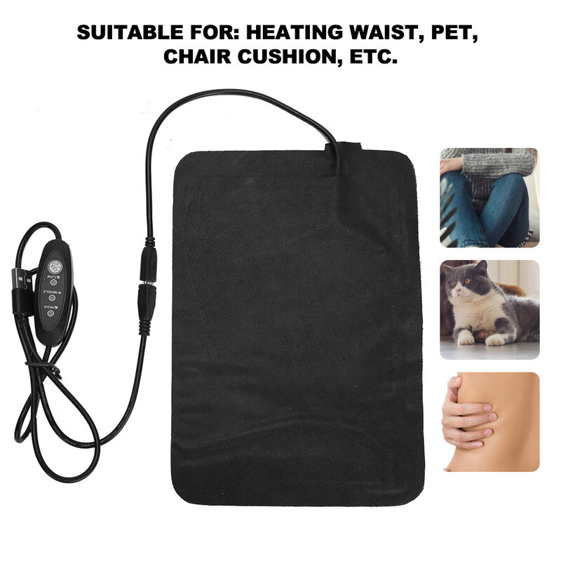 휴대용 전기 난방 패드, 세척 가능, USB 3 기어 온도 조절, 의자 쿠션, 허리 난방, 건강 관리