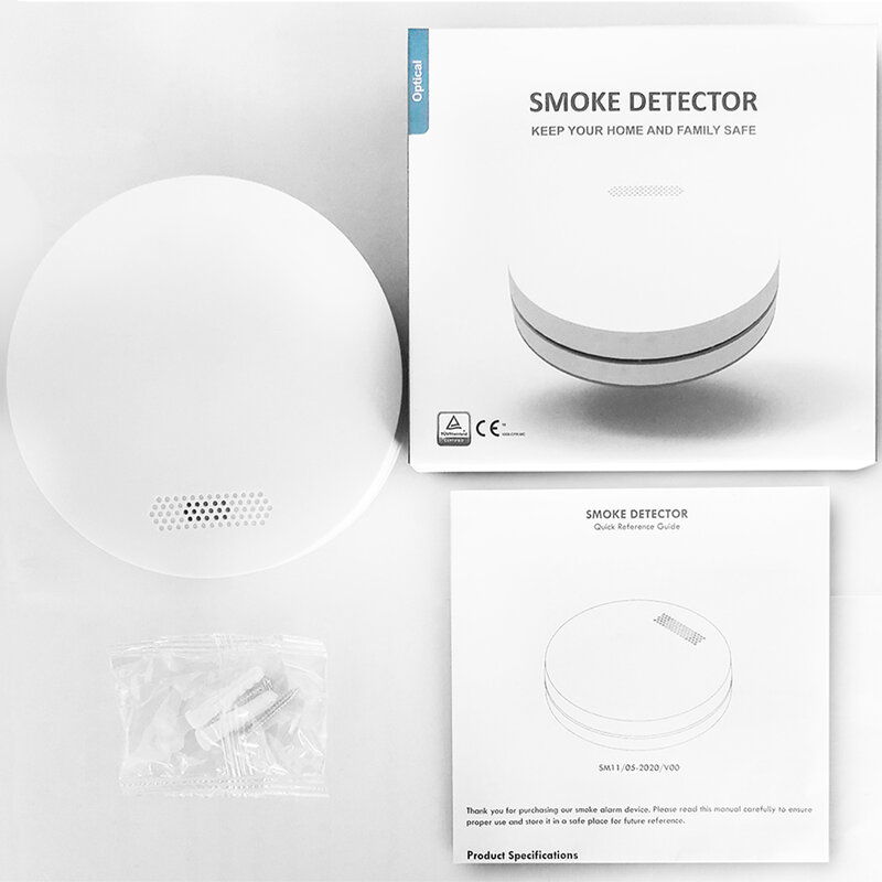 Ultra Thin Standalone Smoke Detector Sensor Home Security Photoelectric Rauchmelder Fire Alarm With CE Approval AX