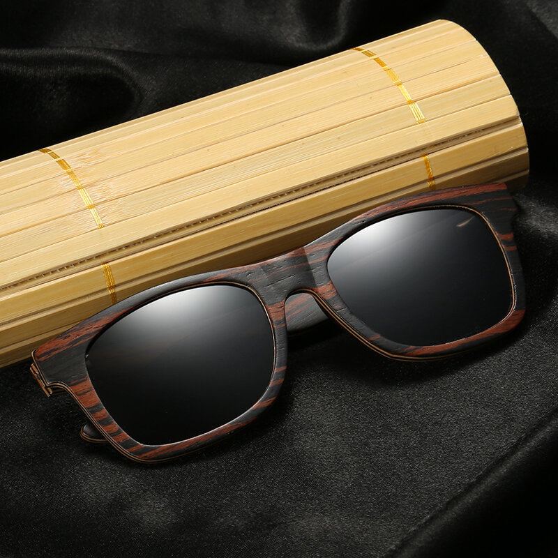 GM gafas de sol de madera hechas a mano, lentes polarizadas de bambú hechas a mano con soporte, envío directo, proporciona imágenes, S043