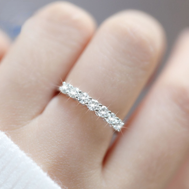 Anelli classici con zirconi da 0,3 ct con taglio rotondo per le donne fede nuziale di fidanzamento della sposa anelli in oro bianco 18 carati regali di gioielli per l'anniversario
