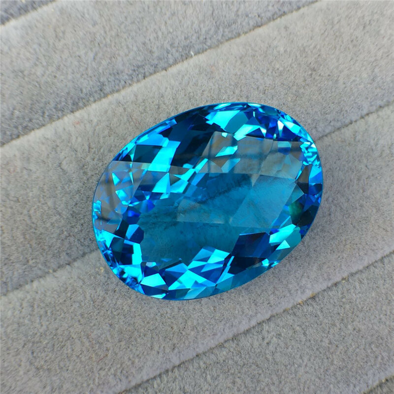 Topacio Azul suizo natural de 2 quilates, 6x8mm, piedra suelta ovalada, diamante