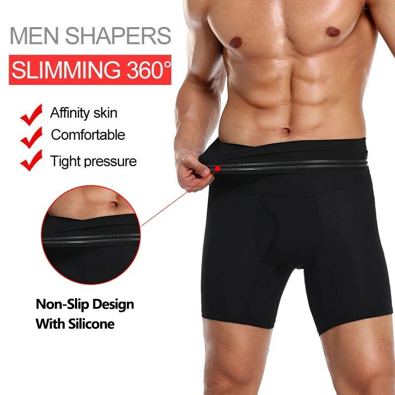 Homens corpo shaper compressão shorts boxer breve cintura treinador barriga controle de emagrecimento cinto modelagem cinto anti atrito roupa interior