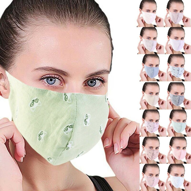 Adult Cotton Cute Cartoon Masks Washable Reusable Breathable Respirator Face Masks  Dustproof Windproof Foggy Haze Mask #38