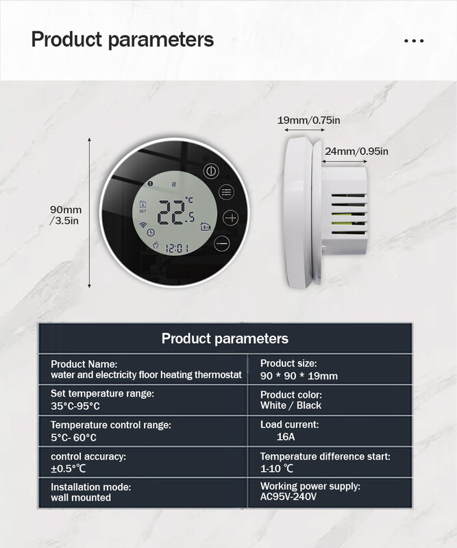 Thermostat intelligent WiFi, régulateur de température, chauffage au sol électrique TRV, chaudière à eau et à gaz, télécommande byTuya Alexa Google Home