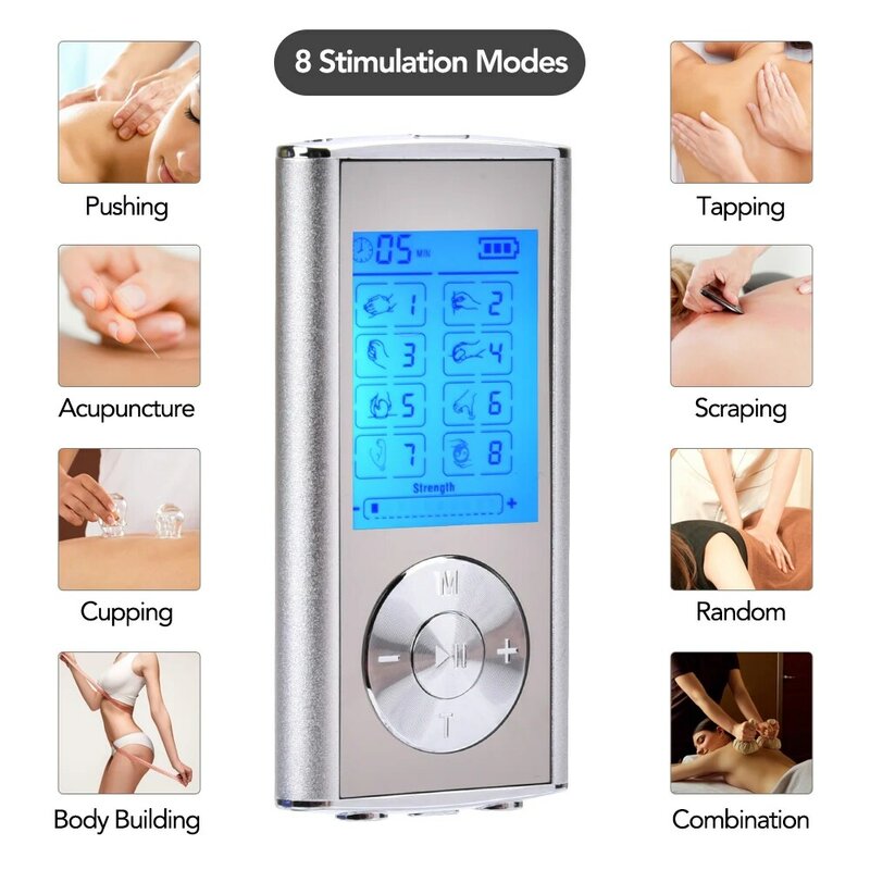 8 Modes TENS Body Massager Recharge Digital Acupuncture EMS Low Frequency Therapy Electric Pulse Muscle Stimulator Pain Relief