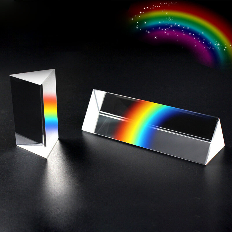 30*30*60 Prisma triangolare arcobaleno Prisma cristallo Prisma fotografico colore prismi fisica esperimento di luce per bambini