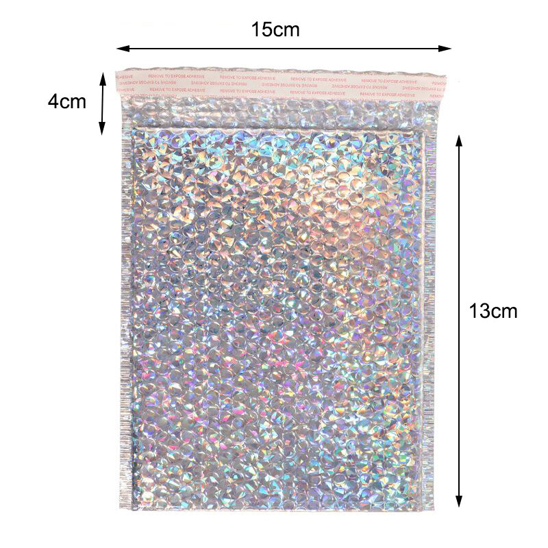 50PCS/Pack Laser Silver Packaging Shipping Bubble Mailer Foil Plastic Padded Envelope Gift Bag Mailing Envelope Bag