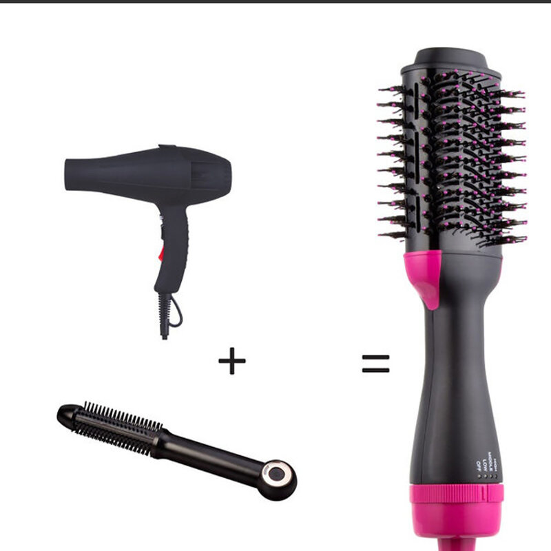 Um passo secador de cabelo & volumizer salão de beleza ar quente paddle estilo escova gerador íon negativo alisador cabelo curler