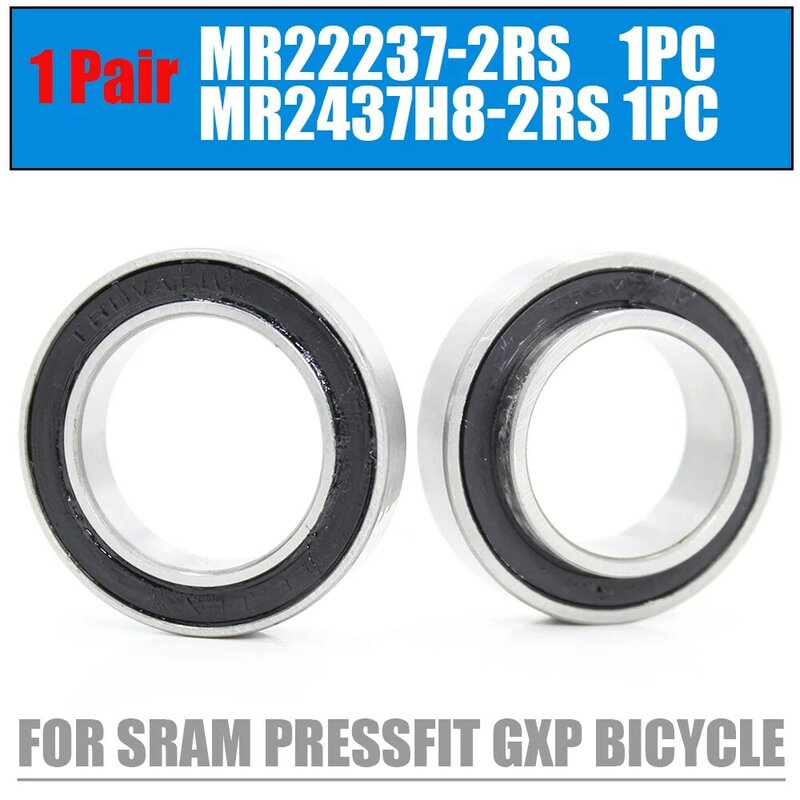 Juego de ruedas de 2 rodamientos de piezas para SRAM Pressfit GXP, piezas de reparación de soporte inferior de bicicleta, MR22237, MR2437H8, 24x37x8mm, 22,2x37x8x11,5mm