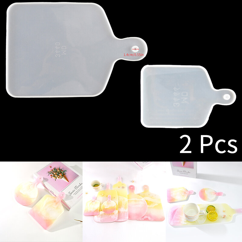 2 Pcs Handle Tray Set Molde Silicona Resina Cutting Board Molds Coaster DIY Epoxy Silicone Resin Mold For Home Desk Craft Tools