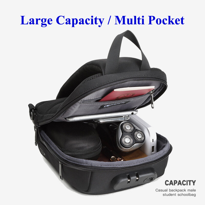 Мужская нагрудная сумка inrnn, многофункциональная водонепроницаемая сумка через плечо, с USB-разъемом для зарядки, с защитой от кражи