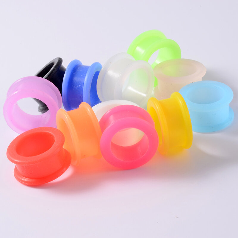 Dilatadores flexibles de silicona para oreja, dilatadores de piel, Piercing, expansor, joyería corporal, par