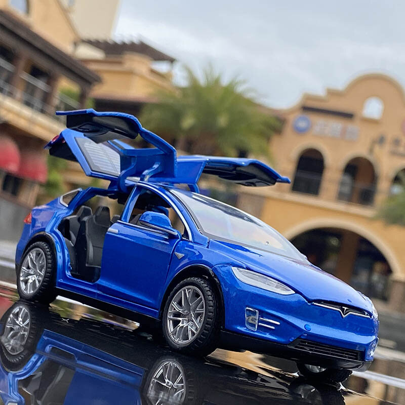 Модель автомобиля из сплава Tesla 1:32, модель автомобиля из литого металла, модель игрушечного автомобиля, модель автомобиля со звуком и светом, коллекционный подарок для детей