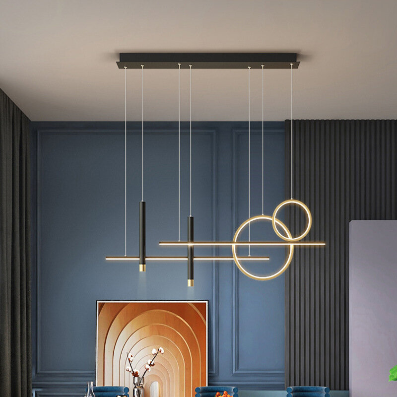 Nordycki kreatywny żyrandol do restauracji nowoczesny minimalistyczny stolik barowy cafe dekoracja kuchni jasny czarny/złoty żyrandol LED