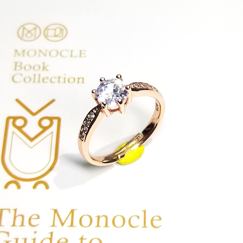 Moda coreana OL Six Prong Diamond Ring coppia rame placcato argento Micro intarsiato cuori e frecce proposta di matrimonio gioielli