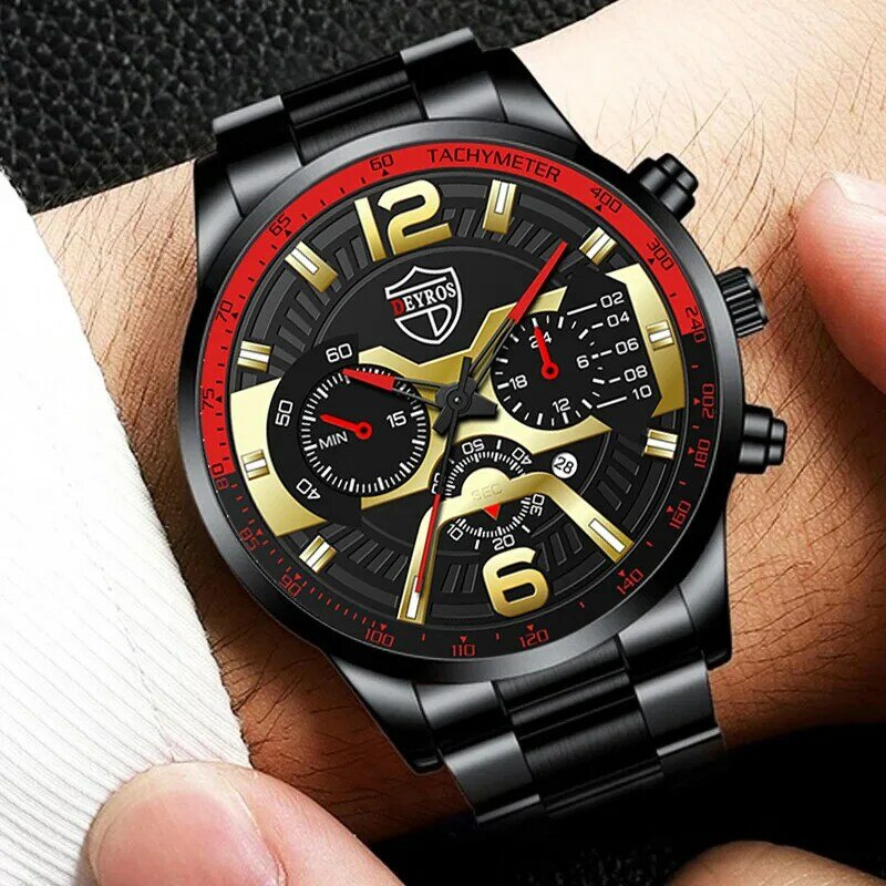 2022 Fashion Mens Stainless Steel Watches Luxury Men Sports Quartz Wrist Watch Male Business Casual Leather Watch reloj hombre
