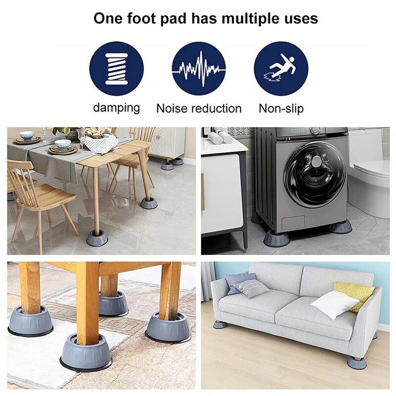 4Pcs แผ่นแปะเท้าเครื่องซักผ้าเครื่องซักผ้าแผ่นติดเท้า Anti ลื่นเท้า Pad Anti-Vibration สนับสนุนชุดสำหรับเครื่องซักผ้าใหม่